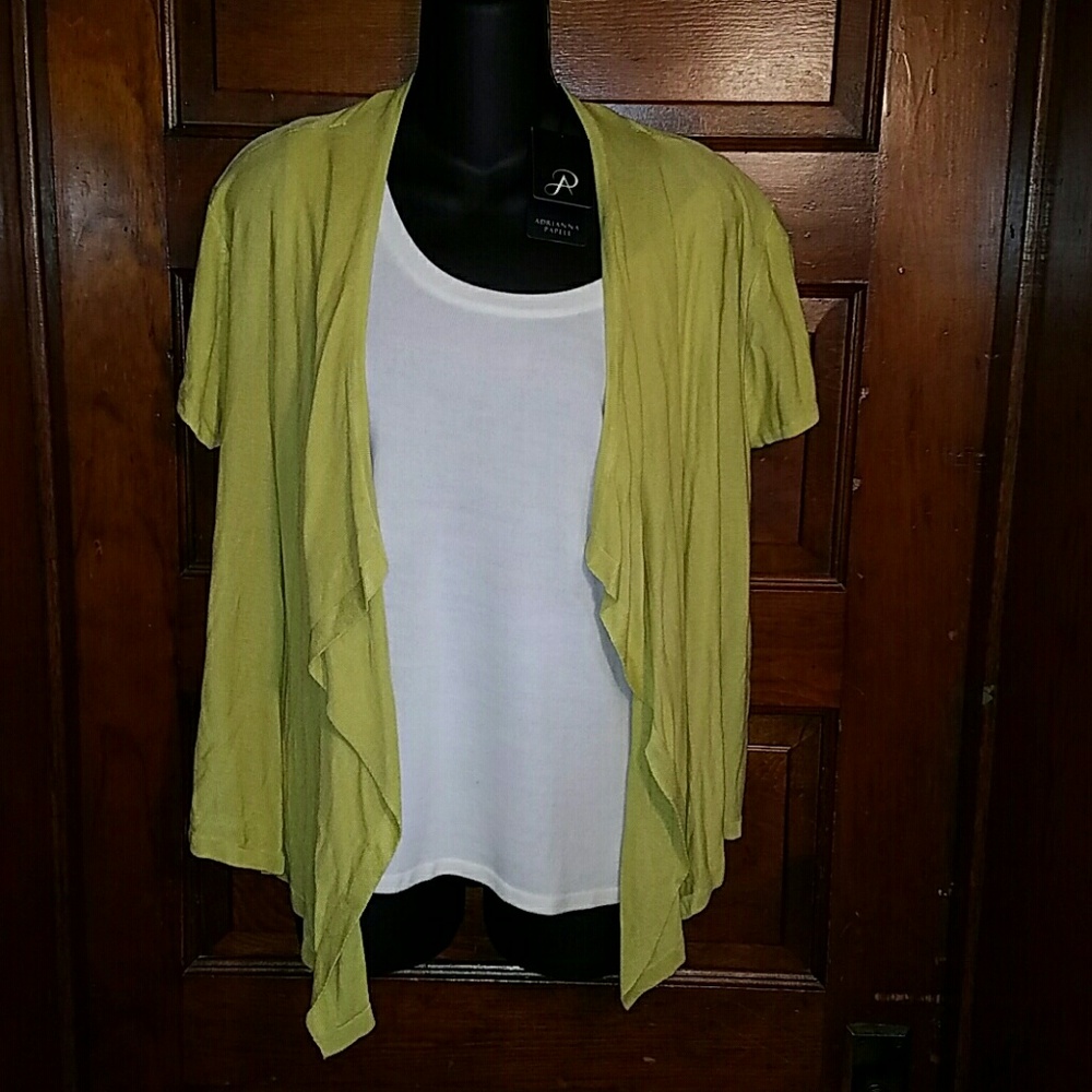 Adrianna Papell Nwts Celery Shrug Cardigan L
